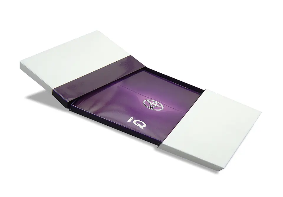 Boîte TOYOTA à 2 étuis et sachet coulissant – impression 1 couleur Pantone – pelliculage mat.