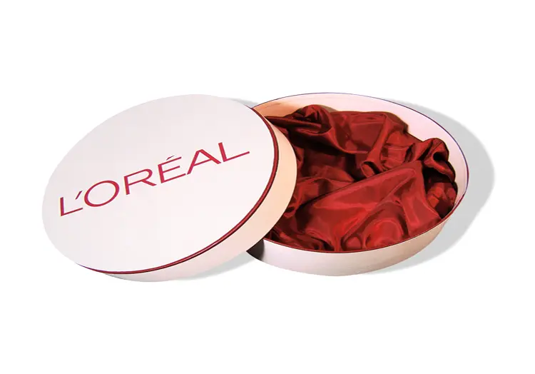 L'ORÉAL - Boîte ronde couvercle coiffant contrecollée rembordée de « Balacron »